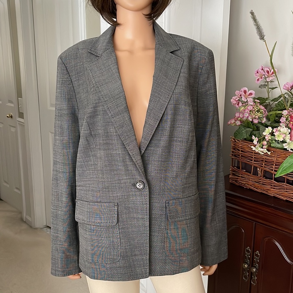 Talbots Gray Wool Blend Pattern Blazer - image 3